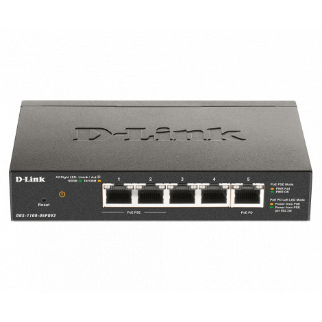 D-Link | 5-Port Gigabit PoE Smart Managed Switch and PoE Extender | DGS-1100-05PDV2 | Web managed | Desktop | Power supply type 