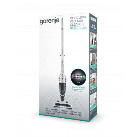 Gorenje | Vacuum cleaner | SVC180FW | Handstick 2in1 | Handstick | - W | 18 V | Operating time (max) 50 min | White | Warranty 2