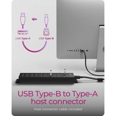Raidsonic | 20-in-1 USB HUB with power supply, on/off button and mounting brackets | IB-HUB1720-U3