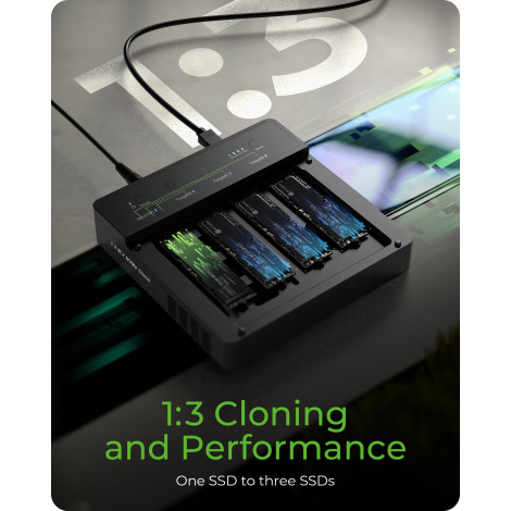 Raidsonic 4-Bays USB4 Duplicator (1:3 clone) for NVMe M.2 SSD | IB-4013MCL-C4