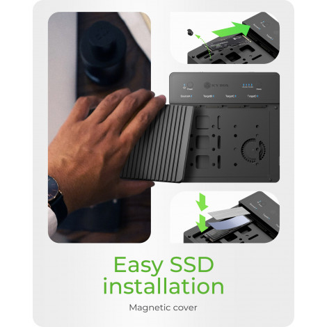 Raidsonic 4-Bays USB4 Duplicator (1:3 clone) for NVMe M.2 SSD | IB-4013MCL-C4