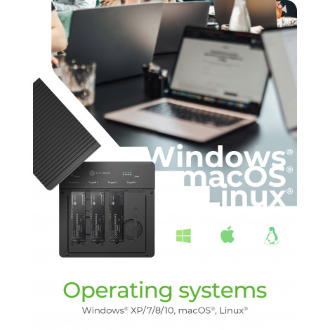 Raidsonic 4-Bays USB4 Duplicator (1:3 clone) for NVMe M.2 SSD | IB-4013MCL-C4