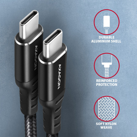 AXAGON Data and charging cable, 2 m | BUCM-CM20AB | USB Type C to USB Type C