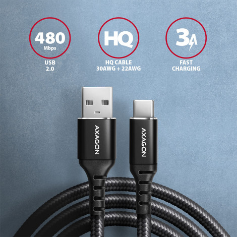 AXAGON BUCM-AM15AB HQ USB-C USB-A cable 1.5 m