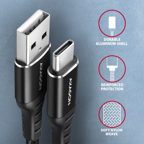 AXAGON BUCM-AM15AB HQ USB-C USB-A cable 1.5 m