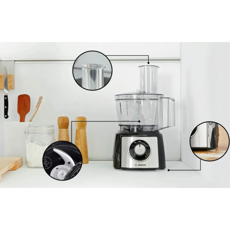 Bosch | Food Processor MultiTalent 3 Plus | MCM3PM386 | 900 W | Number of speeds 2 | Bowl capacity 2.3 L | Black/Stainless steel
