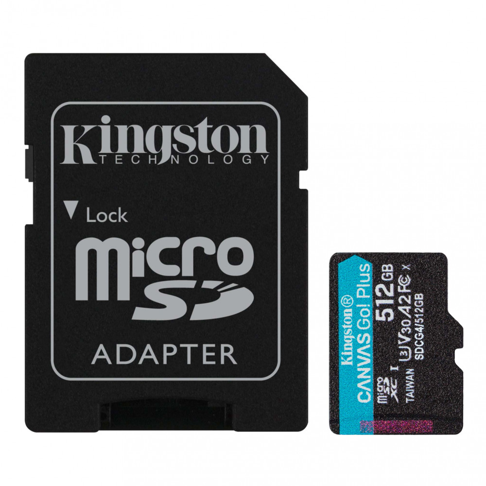 KINGSTON 512GB UHS-I microSD Memory Card with SD Adapter (Class 10, U3, V30)