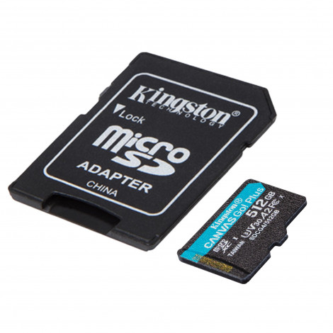 KINGSTON 512GB UHS-I microSD Memory Card with SD Adapter (Class 10, U3, V30)