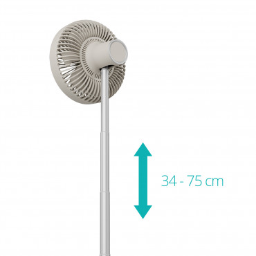 Duux Fan | Rize Flex | Stand Fan | Greige | Diameter 21 cm | Number of speeds 4 | Oscillation | 10 W | No