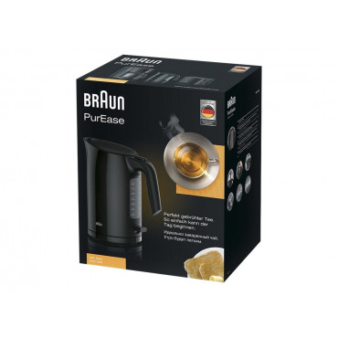 Braun | Kettle | WK3100BK PurEase | Standard | 2200 W | 1.7 L | Plastic | 360 rotational base | Black