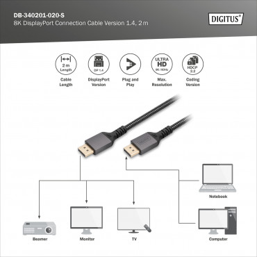 Digitus Connection Cable | DB-340201-020-S | DisplayPort to DisplayPort