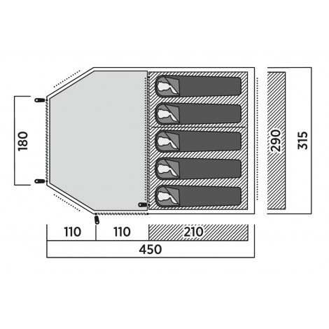 Easy Camp Family tent | Hidra 5 | 5 person(s) | Green