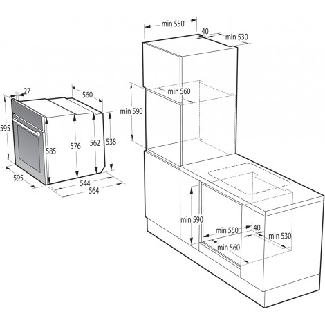 Gorenje Oven | BOS67372CLB | 77 L | Electric | AquaClean | Mechanical control | Steam function | Height 59.5 cm | Width 59.5 cm 