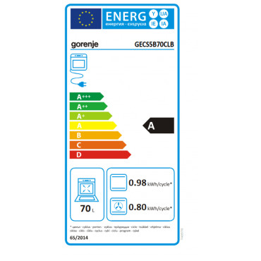 Gorenje Cooker | GECS5B70CLB | Hob type Vitroceramic | Oven type Electric | Black | Width 50 cm | Depth 59.4 cm | 70 L