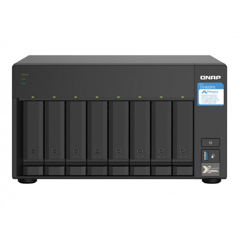 QNAP | 8-Bay QTS NAS | TS-832PX-4G | Up to 8 HDD/SSD Hot-Swap | AnnapurnaLabs Alpine | AL324 ARM Cortex-A57 Quad-Core | Processo