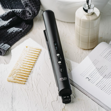Adler Cordless Hair Straightener | AD 2327 | Ceramic heating system | Display LED | Temperature (min) 160 C | Temperature (max) 