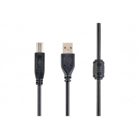 USB 2.0 A-plug B-plug 3 m (10 ft) cable with ferrite core | Cablexpert