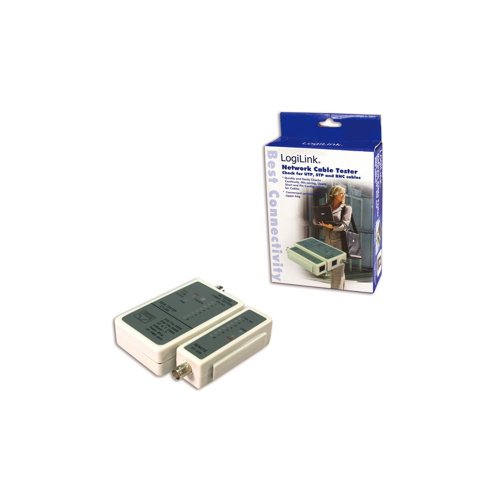 Logilink | Cable tester for RJ45 and BNC with remote unit