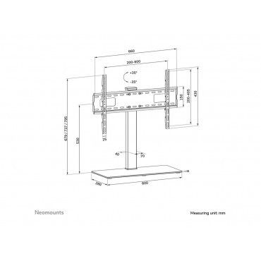 Neomounts DS45-430BL16 TV stand 1 screen - 37-70" - 0-40 kg - VESA 200x200-600x400 - height adjustment 11,6 cm - 70 swivel - bla