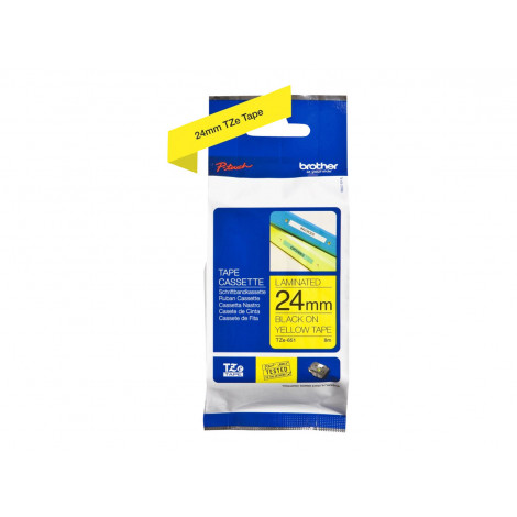 Brother | TZe-651 Laminated Tape | Black On Yellow | TZe | 8 m | 2.4 cm