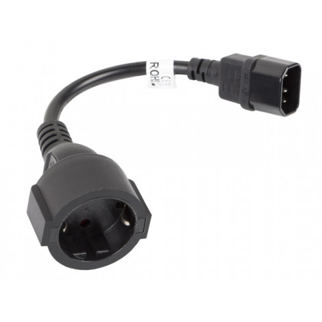 Lanberg IEC 320 C14- schuko(f) adapter cable for ups 20cm, black | Lanberg