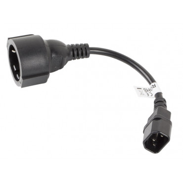 Lanberg IEC 320 C14- schuko(f) adapter cable for ups 20cm, black | Lanberg