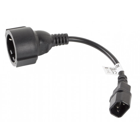 Lanberg IEC 320 C14- schuko(f) adapter cable for ups 20cm, black | Lanberg