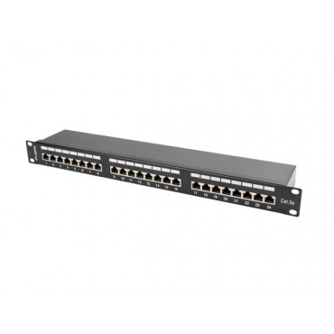 Lanberg Patch panel 24 port 1U 19" CAT.5E FT with cable organizer shielded, black | Lanberg