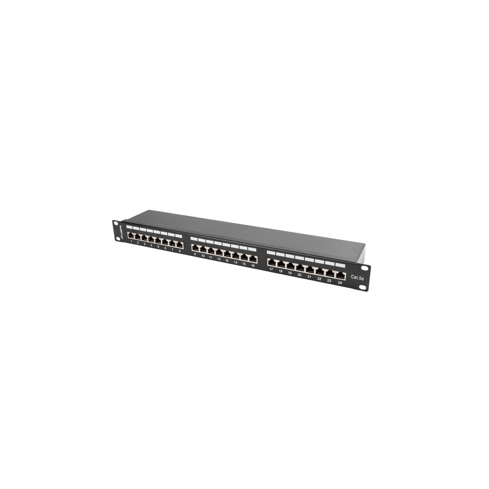Lanberg Patch panel 24 port 1U 19" CAT.5E FT with cable organizer shielded, black | Lanberg