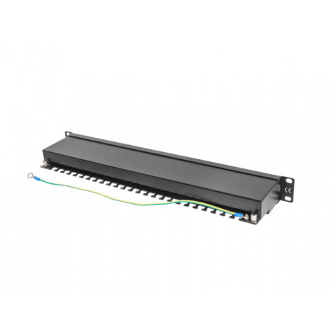 Lanberg Patch panel 24 port 1U 19" CAT.5E FT with cable organizer shielded, black | Lanberg