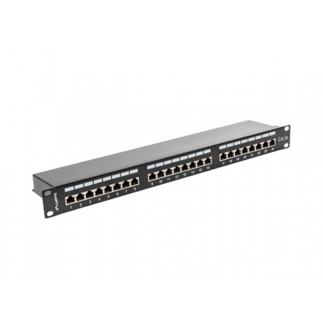 Lanberg Patch panel 24 port 1U 19" CAT.5E FT with cable organizer shielded, black | Lanberg