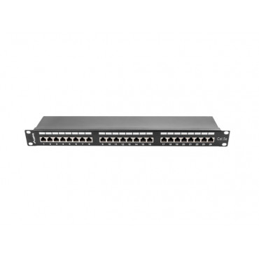 Lanberg Patch panel 24 port 1U 19" CAT.5E FT with cable organizer shielded, black | Lanberg