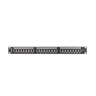 Lanberg Patch panel 24 port 1U 19" CAT.5E FT with cable organizer shielded, black | Lanberg
