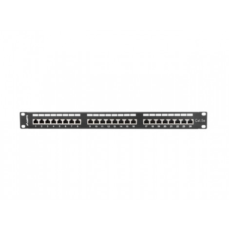 Lanberg Patch panel 24 port 1U 19" CAT.5E FT with cable organizer shielded, black | Lanberg