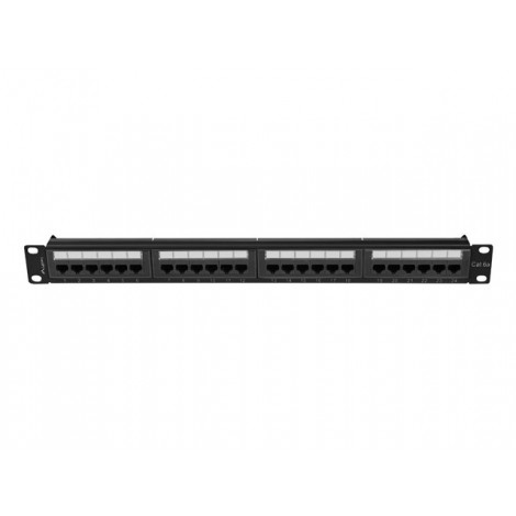 Lanberg Patch panel 24 port 1U 19" CAT.6A UTP, black | Lanberg