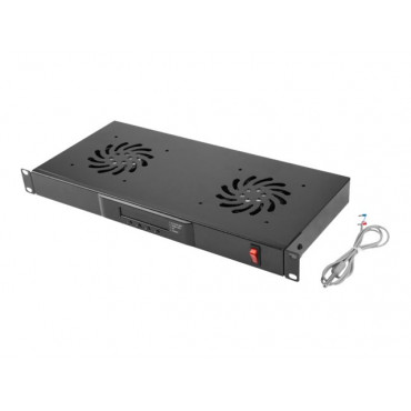 Lanberg 19" fan unit / ventilation panel with LCD 2 fans + thermostat 230V, black | Lanberg