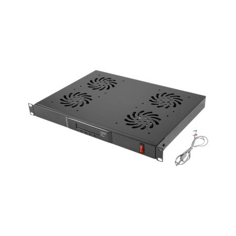 Lanberg 19" fan unit / ventilation panel with LCD 4 fans + thermostat 230V, black | Lanberg