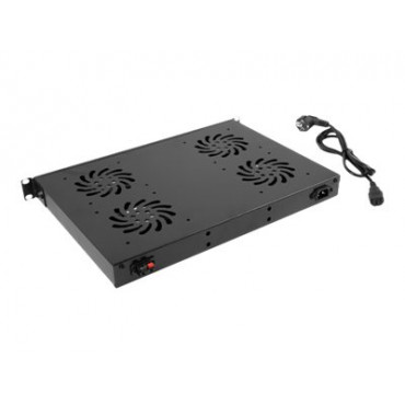 Lanberg 19" fan unit / ventilation panel with LCD 4 fans + thermostat 230V, black | Lanberg