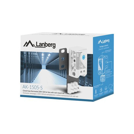 Lanberg Closed-loop thermostat 10A for rack cabinets with 19" ear and terminal block, gray | Lanberg