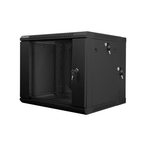 Lanberg Rack cabinet 19" double-section wall-mount 9U/600x600 (flat pack), black | Lanberg