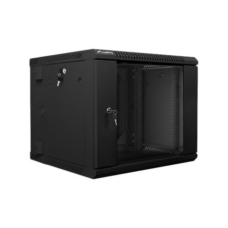 Lanberg Rack cabinet 19" double-section wall-mount 9U/600x600 (flat pack), black | Lanberg