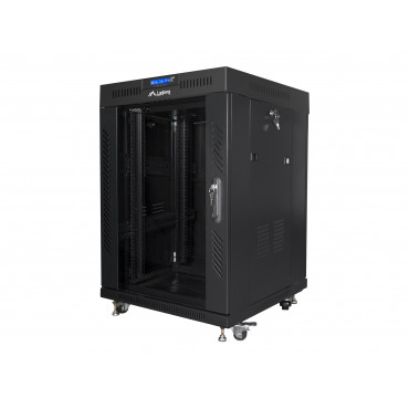 Lanberg Rack cabinet 19" free-standing 15U/600x600 (flat pack) with glass door lCD V2, black | Lanberg