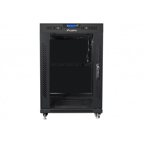 Lanberg Rack cabinet 19" free-standing 15U/600x600 (flat pack) with glass door lCD V2, black | Lanberg