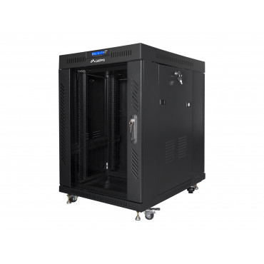 Lanberg Rack cabinet 19" free-standing 15U/600x800 (flat pack) with glass door lCD V2, black | Lanberg