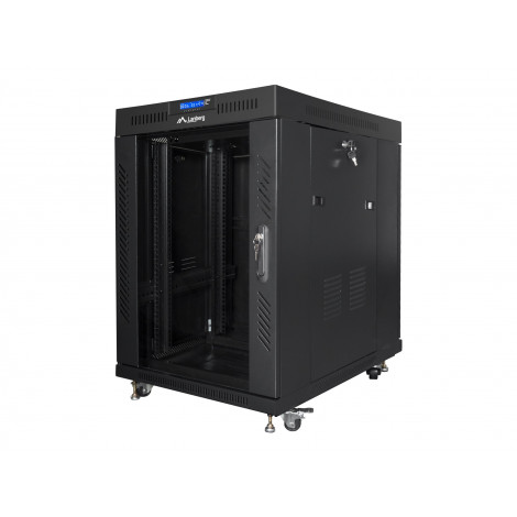 Lanberg Rack cabinet 19" free-standing 15U/600x800 (flat pack) with glass door lCD V2, black | Lanberg