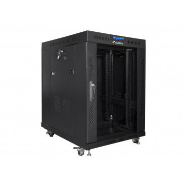 Lanberg Rack cabinet 19" free-standing 15U/600x800 (flat pack) with glass door lCD V2, black | Lanberg