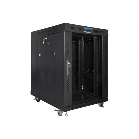 Lanberg Rack cabinet 19" free-standing 15U/600x800 (flat pack) with glass door lCD V2, black | Lanberg