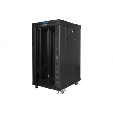 Lanbger Rack cabinet 19" free-standing 22U/800x800 (flat pack) with glass door lCD V2, black | Lanberg