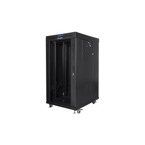 Lanbger Rack cabinet 19" free-standing 22U/800x800 (flat pack) with glass door lCD V2, black | Lanberg