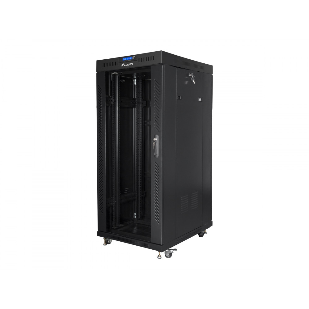 Lanberg Rack cabinet 19" free-standing 27U/600x800 (flat pack) with glass door lCD V2, black | Lanberg